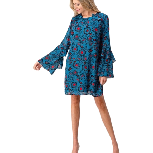 Blue Estella Long Sleeve Shirt Dress - Picture 3 of 4